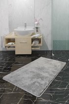 Nerge.be | Badmatten | Havai Grey 70x120 cm | %100 Acrylic - Handmade | Badmat Set | Antislip | Washable in the Machine | Soft surface