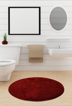 Nerge.be | Badmatten | Havai Round Red 90x90 cm | %100 Acrylic - Handmade | Badmat Set | Antislip | Washable in the Machine | Soft surface