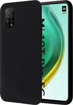 Hoesje geschikt voor Xiaomi Mi 10T - Matte Back Cover Microvezel Siliconen Case Hoes Zwart