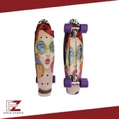 Penny Board voor Meisjes – Skateboard – Longboard – Portret Print – Paars – Beige – 22 inch