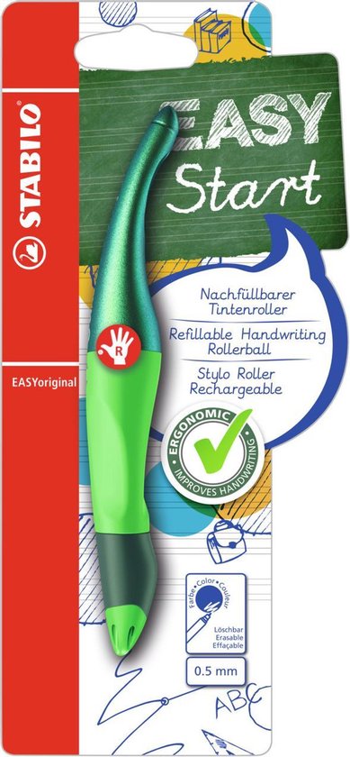 STABILO EASYoriginal - Ergonomische Rollerball - Rechtshandig - Blauwe Inkt - Holograph Edition - Navulbaar - Groen