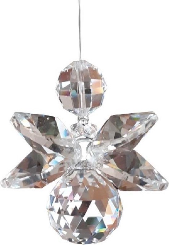 Geluksengel XXL Budai 20 van Swarovski kristallen ( Raamkristal , Raamhanger , Regenboogkristal , Engel )