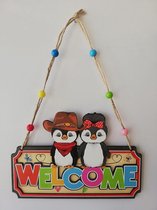 welcome board voor kinderkamer Kovboy Pinguin