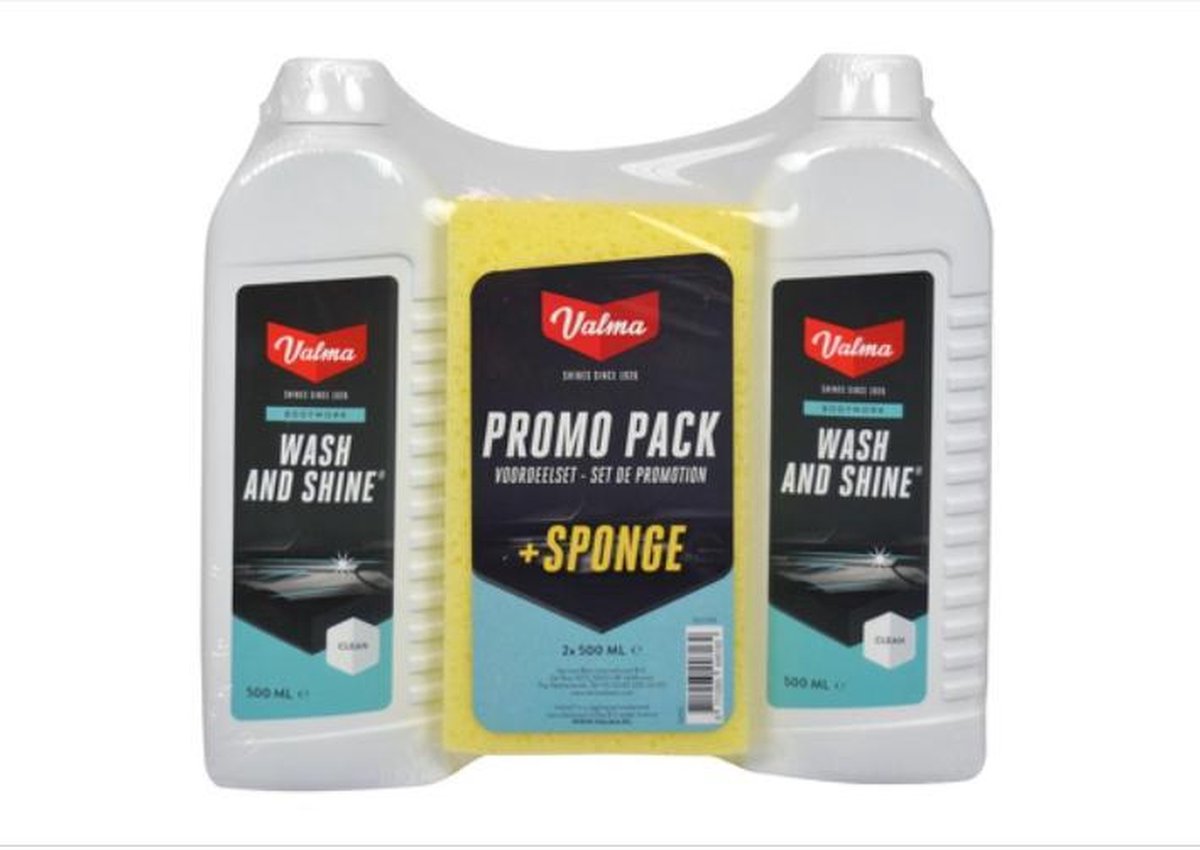 Valma Wash & Shine + Spons 2 x 500 ml - autoshampoo promo pack