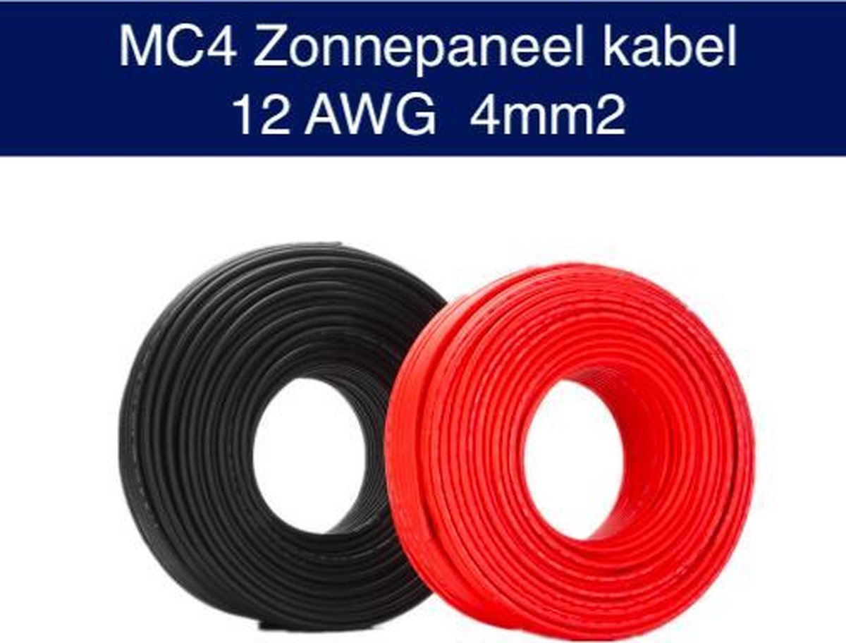 KD | MC4 Zonnepaneel Kabels | rood & zwart| 12 AWG | 4 mm2 | Solar | Vanaf  2 meter | bol.com