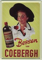 Metalen reclamebord - Bessen van COEBERGH - Zoete Bessen Jenever - 30 x 20 cm - Wandbord - Wanddecoratie - Oud Hollands