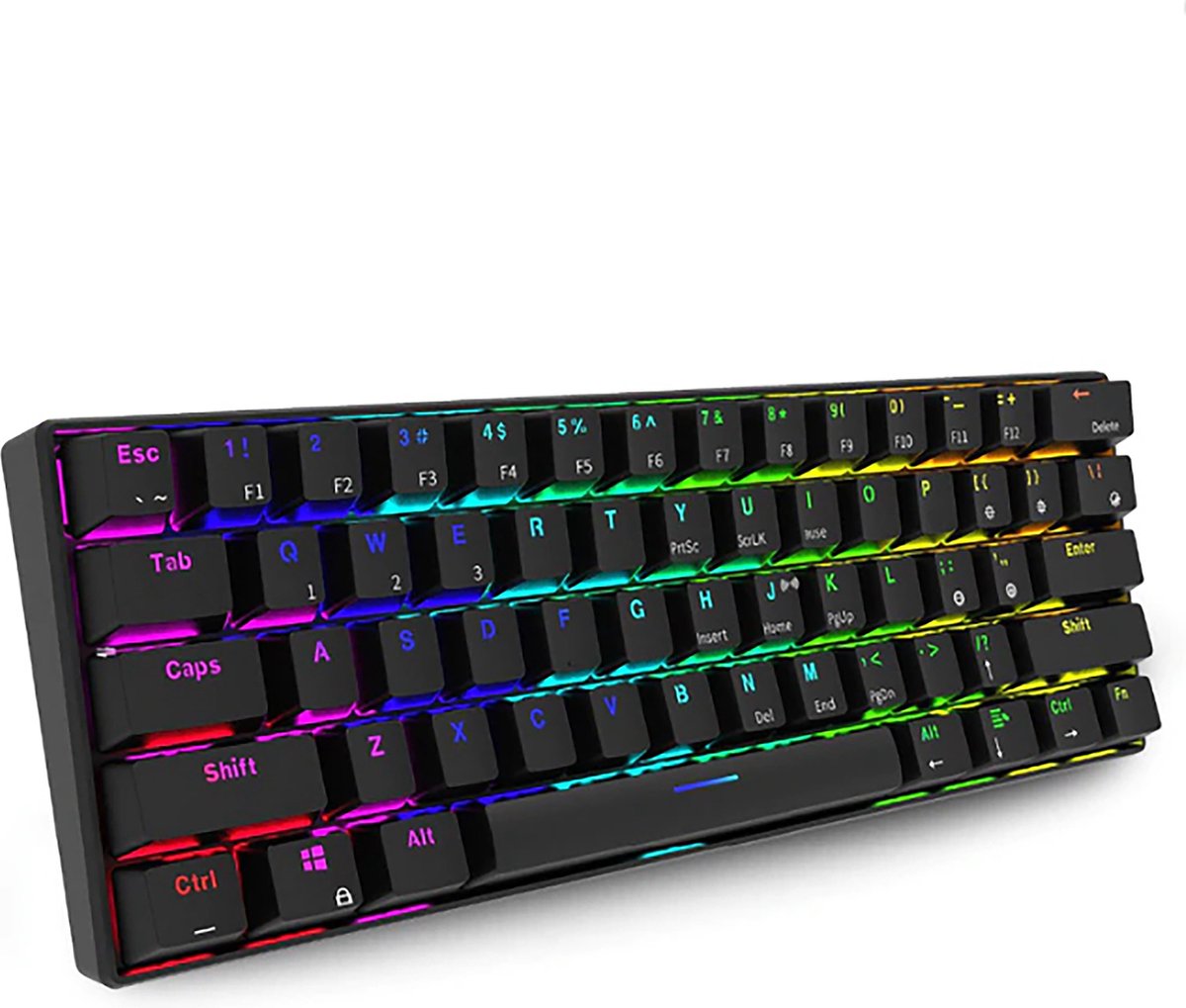 Royal Kludge - RK61 Keyboard - Qwerty - RGB Mechanische Gaming Toetsenbord - Bluetooth - USB-C - Zwarte Kleur - Blue Switch