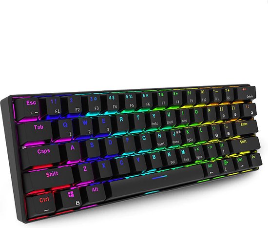 RK61 – RK61 Keyboard – Qwerty – RGB Mechanische Gaming Toetsenbord – Bluetooth – USB-C – Zwarte Kleur – Blue Switch