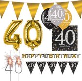 Sparkling Celebration feestpakket 40 jaar - Feestversiering - 9 delig pakket - Zwart, goud en zilver - Verjaardag - Slingers - Ballonnen - man/vrouw