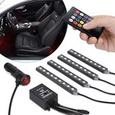 Navaris atmosfeer LED lichtstrips voor auto's - Kleurwisselende binnenverlichting met muziekbesturing - 12 V - Met afstandsbediening - 4 strips