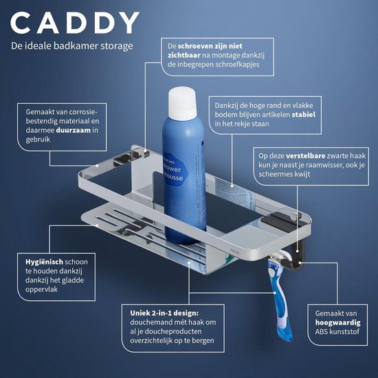 Tiger Caddy - Panier de douche avec crochet porte-serviette 32 cm - Chrome