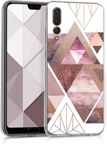 kwmobile telefoonhoesje voor Huawei P20 Pro - Hoesje voor smartphone in poederroze / roségoud / wit - Glory Driekhoeken design