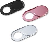 Webcam Cover | Laptop Schuifje | Webcam Schuifje | Privacy Schuifje - Zwart/ Zilver/ Roze- 3 PACK