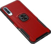 Schokbestendige magnetische autohoes met 360 graden gouden pantserring voor Galaxy A50 (rood)