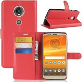 Litchi Texture Horizontale Flip Leren Case voor Motorola Moto E5 Plus (Brazilië / EU-versie), met Portemonnee & Houder & Kaartsleuven (Rood)