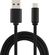 5A USB naar USB-C / Type-C supersnelle oplaadbare gevlochten datakabel, kabellengte: 1,8 m (zwart)