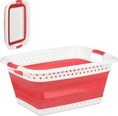 Relaxdays opvouwbare wasmand - plastic - kunststof - mand voor wasgoed - inklapbaar - 37 L - rood