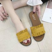 Lotus Leaf Edge Beach Flat Bottom Sandals Slippers, maat: 36 (geel)