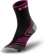 Merino wollen sokken - Warme sokken voor de winter met echt merino wol - R2 - Challenge Fietssokken - Zwart/Roze - Maat M (39 - 42)