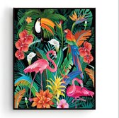 Poster Vintage Tropische Dieren - Botanische Planten - Vintage - Muurdecoratie - 50x40cm - Postercity