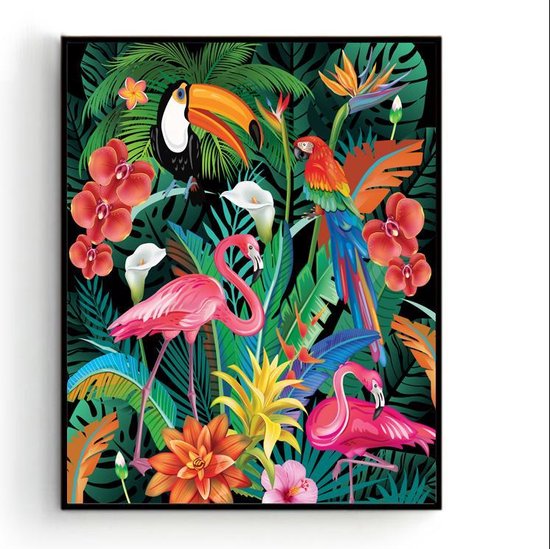 Poster Vintage tropische dieren planten
