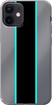 Apple iPhone 12 Mini - Smart cover - Transparant - Streep - Zwart - Lichtblauw