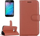 Litchi Texture Horizontale Flip Leren Case voor Galaxy J2 Pro (2016) & J2 (2016) / J210F, met magnetische gesp & houder & kaartsleuven & portemonnee (bruin)