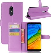 Voor xiaomi redmi 5 litchi textuur horizontale flip lederen tas met houder & kaartsleuven & portemonnee (paars)