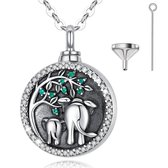 Dutch Duvall | Ashanger Zilver sterling 925 | Zirkonia | Met zilveren asketting en vulset | Assieraad met olifanten afgebeeld| Urn voor as | Handgemaakt as sieraad
