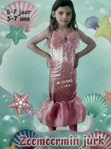 Zeemeermin Jurk  5 - 7 Jaar - Kleur Roze - verkleedkleding voor kinderen