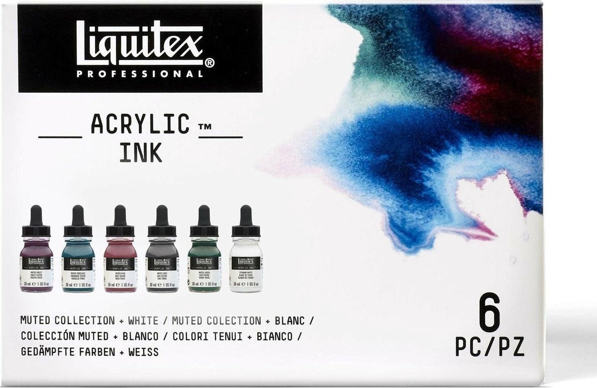 Acrylic Ink Set, Aqua Colors, 6x30ml (Liquitex Acrylic Ink