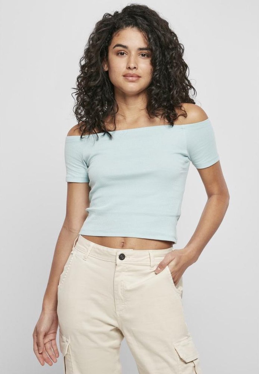 Urban Classics Off Shoulder Rib Crop top 3XL Blauw