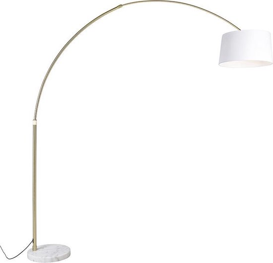 QAZQA xxl - Moderne Booglamp | Vloerlamp | Staande Lamp met kap - 1 lichts - H 2690 mm - Wit - Woonkamer | Slaapkamer