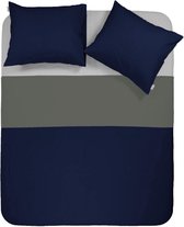 Y-NOT - Crispy Cotton Two Tone - Dekbedovertrek - Katoen - Lits-jumeaux - 240x200/220 cm - Donker Blauw Antraciet