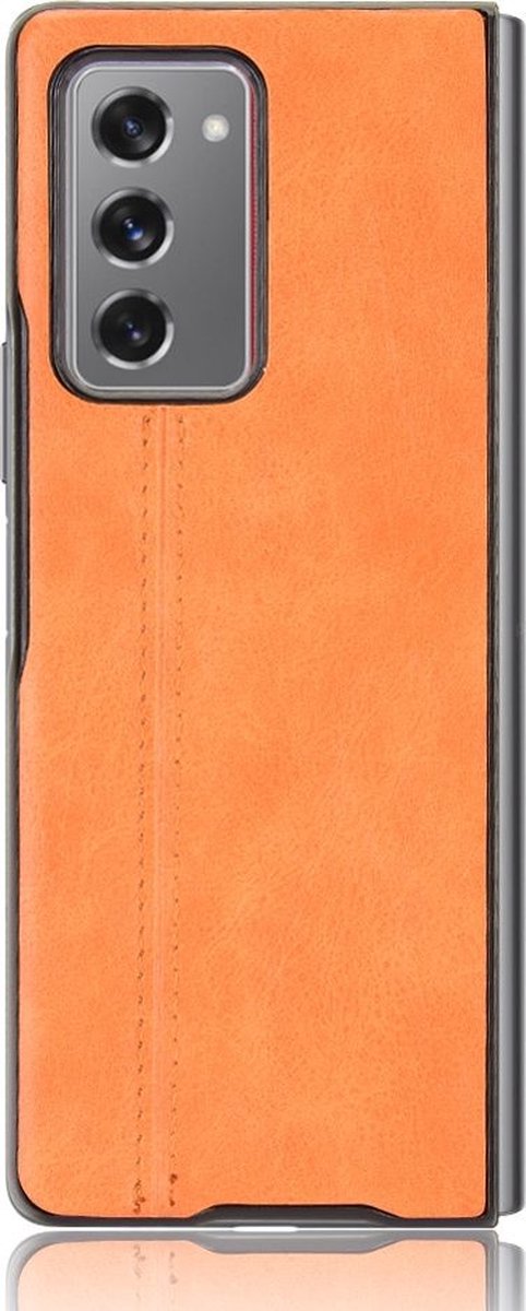 Mobigear Hoesje geschikt voor Samsung Galaxy Z Fold 2 Telefoonhoesje | Mobigear Stitch Backcover | Galaxy Z Fold 2 Case | Back Cover - Oranje