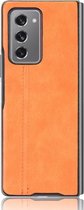 Samsung Galaxy Z Fold 2 5G Hoesje - Mobigear - Stitch Serie - Kunstlederen Backcover - Oranje - Hoesje Geschikt Voor Samsung Galaxy Z Fold 2 5G