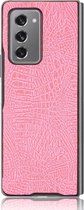 Samsung Galaxy Z Fold 2 5G Hoesje - Mobigear - Croco Serie - Hard Kunststof Backcover - Roze - Hoesje Geschikt Voor Samsung Galaxy Z Fold 2 5G
