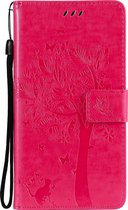 Samsung Galaxy S21 Plus Hoesje - Mobigear - Tree Serie - Kunstlederen Bookcase - Magenta - Hoesje Geschikt Voor Samsung Galaxy S21 Plus