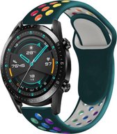 Siliconen Smartwatch bandje - Geschikt voor  Huawei Watch GT sport band - kleurrijk dennengroen - 46mm - Horlogeband / Polsband / Armband