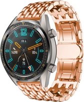 Stalen Smartwatch bandje - Geschikt voor  Huawei Watch GT stalen draak band - rosé goud - 46mm - Horlogeband / Polsband / Armband