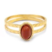 Ring - Stainless steel - Jasper - Goudkleurig - Maat 17