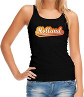 Zwart fan tanktop voor dames - Holland met Nederlandse wimpel - Nederland supporter - EK/ WK kleding / outfit L