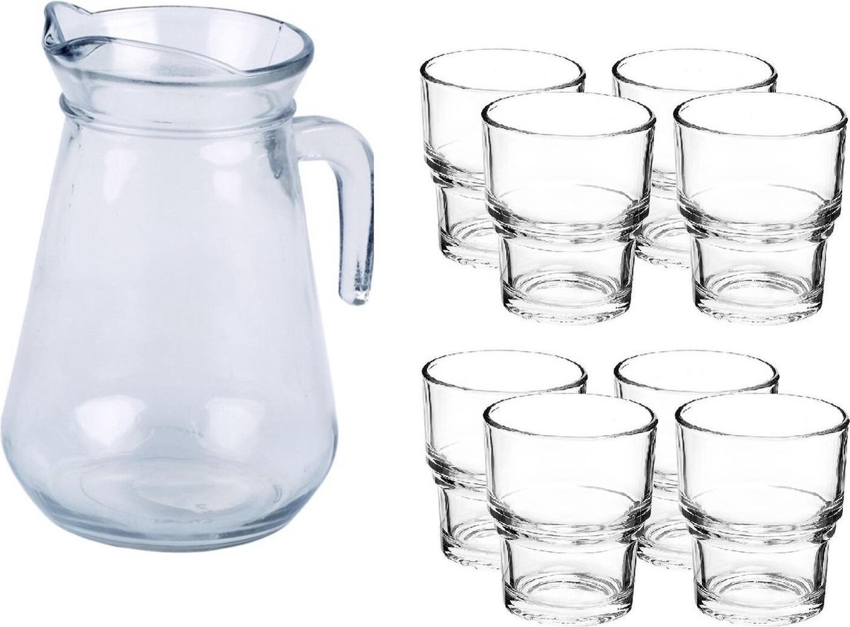 Set Carafe 1,55L + 4 Verres 300ml En Verre Borosilicate Gris - Navaris