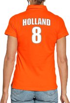 Oranje supporter poloshirt - rugnummer 8 - Holland / Nederland fan shirt / kleding voor dames XS