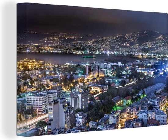 Canvas Schilderij Avondfoto van Beiroet in Libanon - 60x40 cm - Wanddecoratie