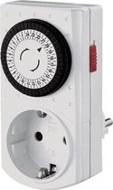 Perel Mini 24-uurs timer, mechanisch, 230 V, 16 A, 3680 W, Duitse aarding type F, wit