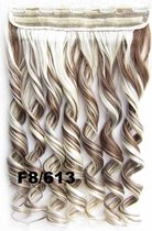 Clip in hairextensions 1 baan wavy bruin / blond - F8/613