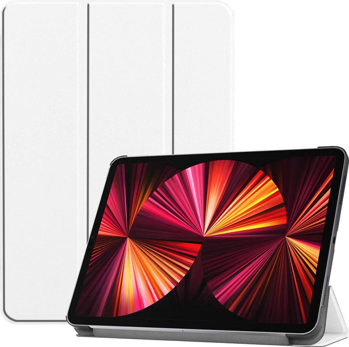 Hoesje Geschikt voor Apple iPad Pro (2021) - 11 inch - 3e generatie - Dun & Stevig - Trifold Bookcase - Hard Cover - Hardcover Book Case - Tablet Hoes - Wit