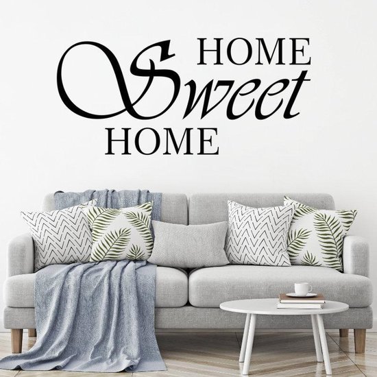 Muursticker "Home Sweet Home" - Zwart - 100 x 50 cm - Muurdecoratie Woonkamer - Muurdecoratie Slaapkamer