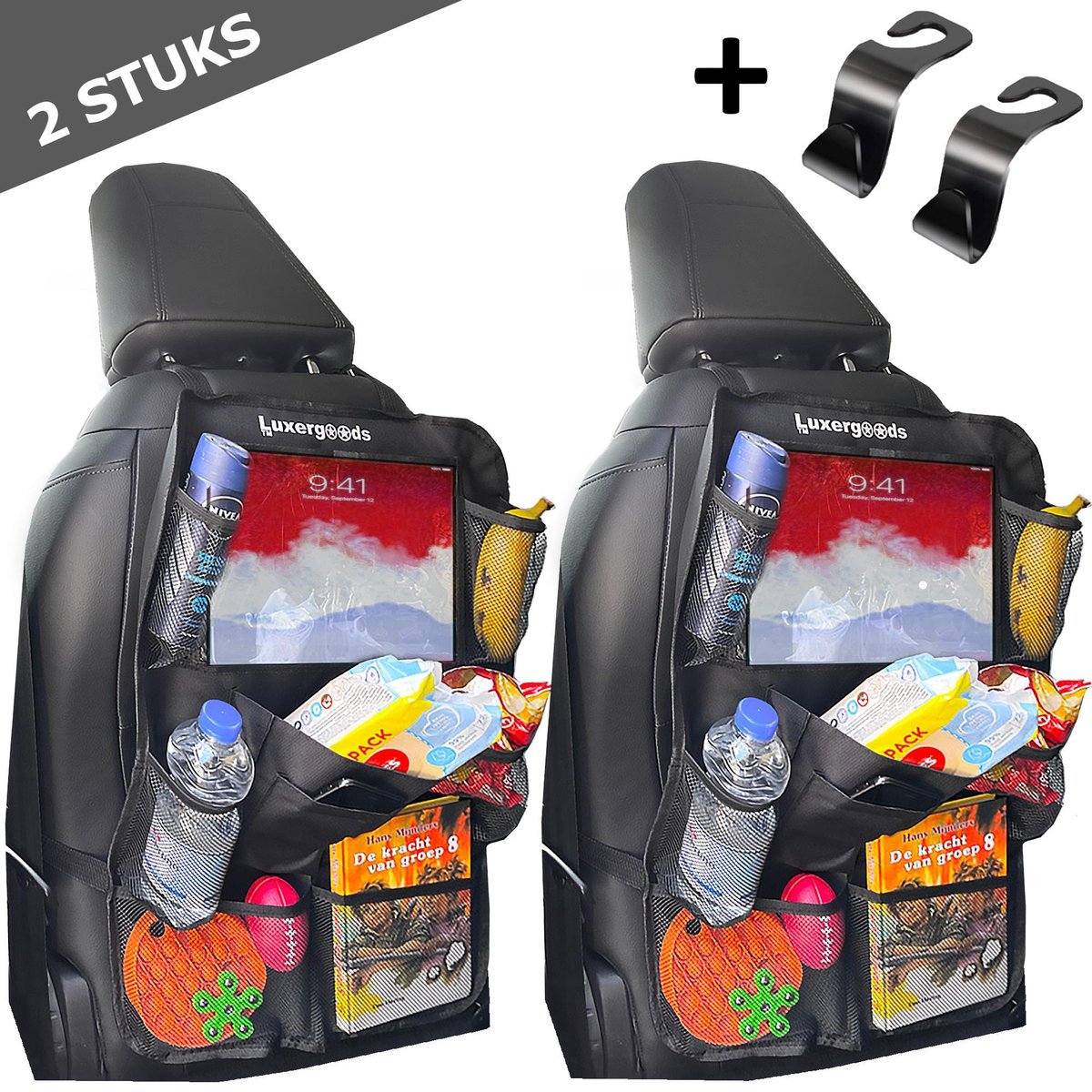Luxergoods Stevige Autostoel Organizer met Tablet Houder - Set van 2 - Auto Stoel Organiser - Inclus
